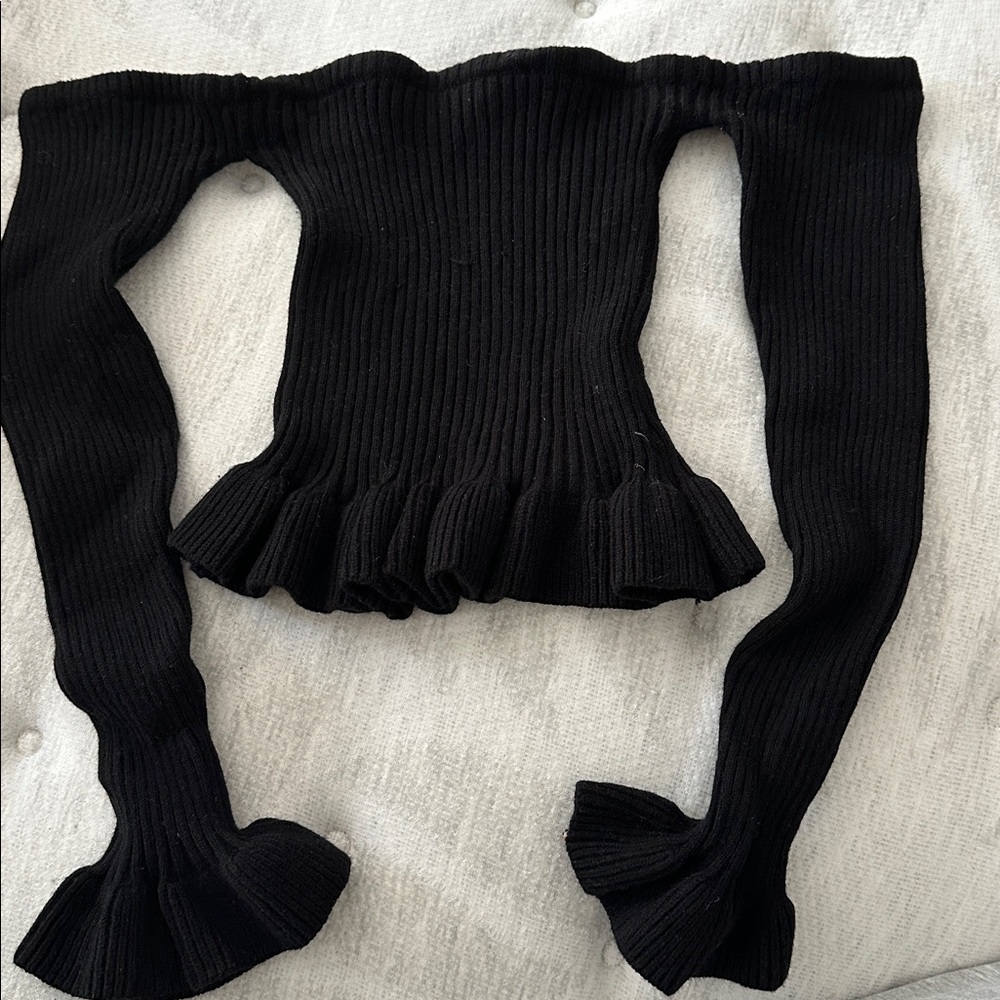 SHEIN Black Ribbed Knit Top